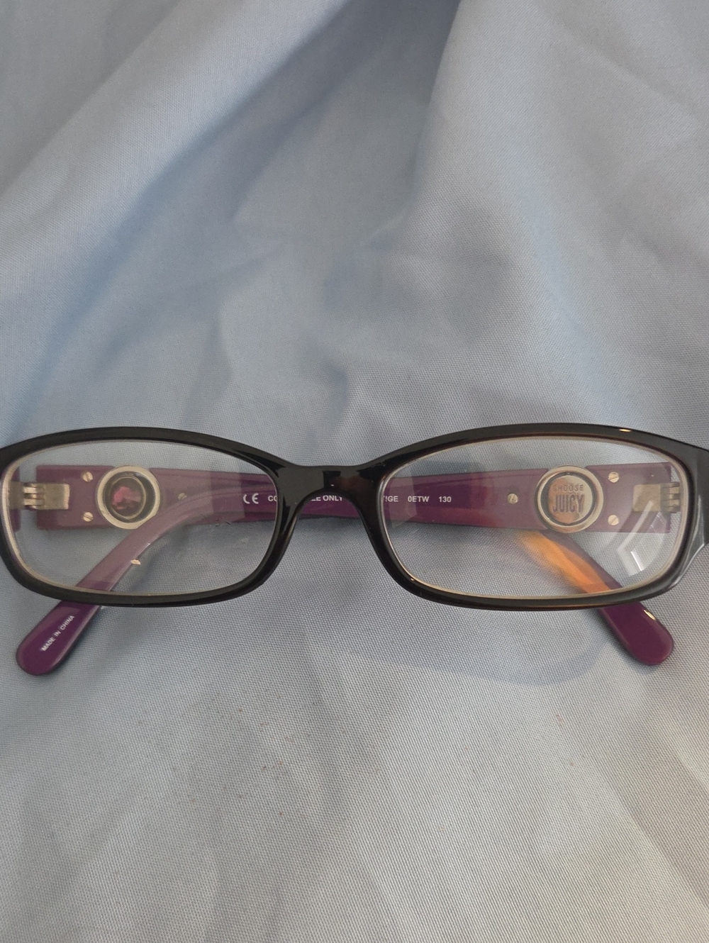 Juicy Couture Black Front with Purple Temple Rectangular Glasses